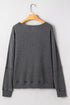 Waffle Knit Drop Shoulder Wide Crewneck Banded Hem Loose Fit Top